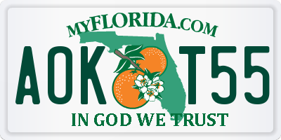 FL license plate AOKT55