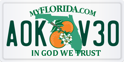 FL license plate AOKV30