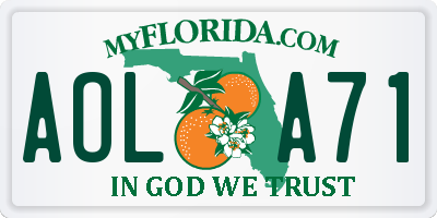 FL license plate AOLA71