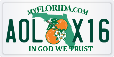 FL license plate AOLX16