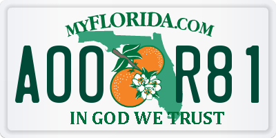 FL license plate AOOR81