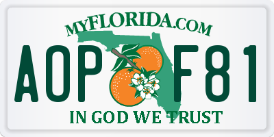FL license plate AOPF81