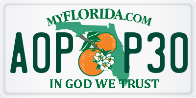 FL license plate AOPP30