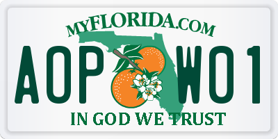 FL license plate AOPW01