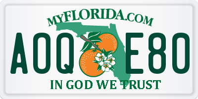FL license plate AOQE80