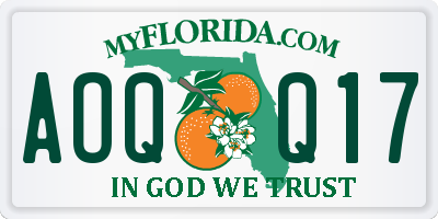 FL license plate AOQQ17