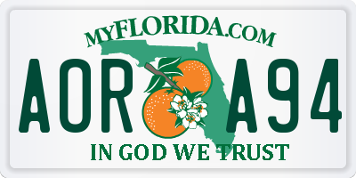 FL license plate AORA94