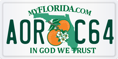 FL license plate AORC64