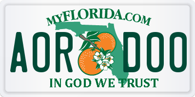 FL license plate AORD00