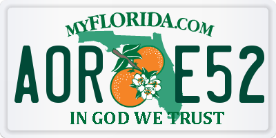FL license plate AORE52