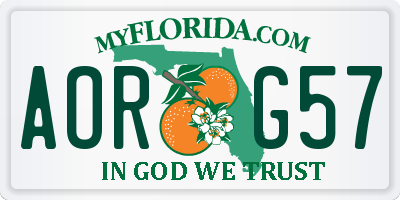 FL license plate AORG57