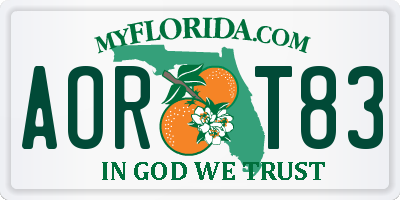 FL license plate AORT83
