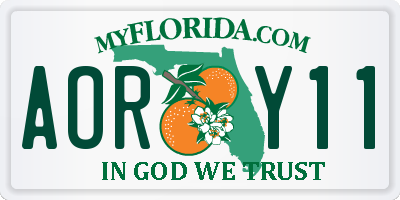 FL license plate AORY11