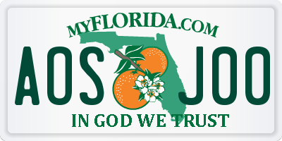 FL license plate AOSJ00