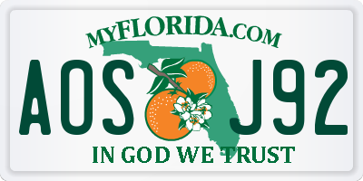 FL license plate AOSJ92