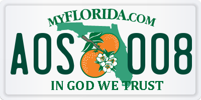FL license plate AOSO08