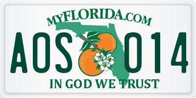 FL license plate AOSO14