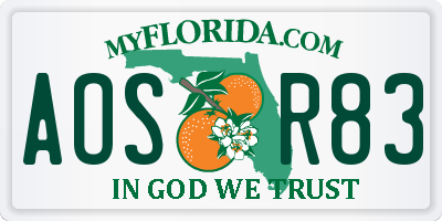 FL license plate AOSR83