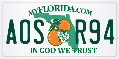 FL license plate AOSR94