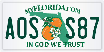 FL license plate AOSS87