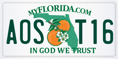 FL license plate AOST16