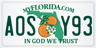 FL license plate AOSY93