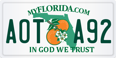 FL license plate AOTA92
