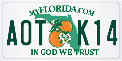 FL license plate AOTK14