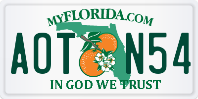 FL license plate AOTN54