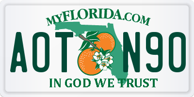 FL license plate AOTN90