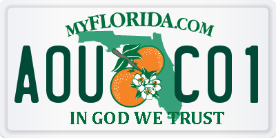 FL license plate AOUC01