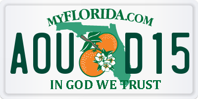 FL license plate AOUD15