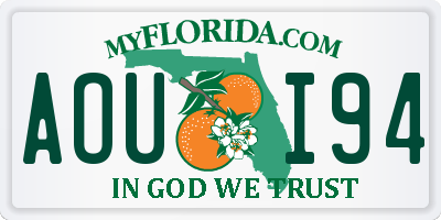 FL license plate AOUI94