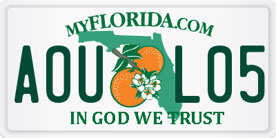 FL license plate AOUL05