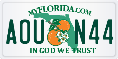 FL license plate AOUN44