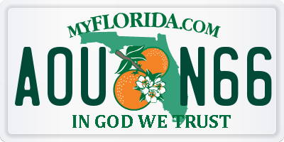 FL license plate AOUN66