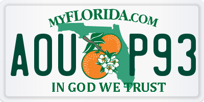 FL license plate AOUP93