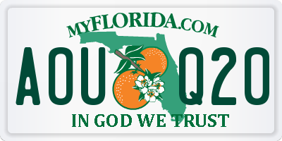 FL license plate AOUQ20