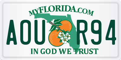 FL license plate AOUR94