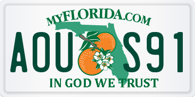FL license plate AOUS91
