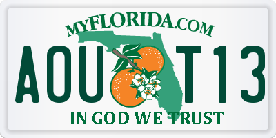 FL license plate AOUT13