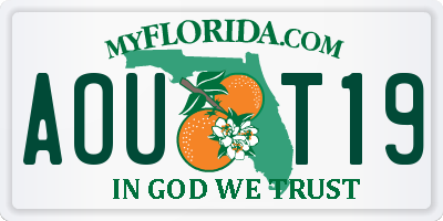 FL license plate AOUT19