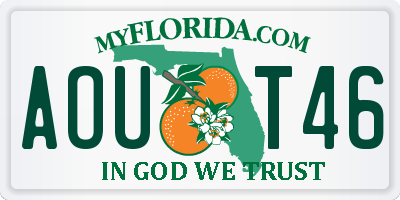FL license plate AOUT46