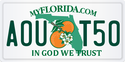 FL license plate AOUT50