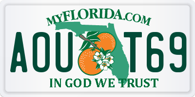FL license plate AOUT69