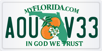 FL license plate AOUV33