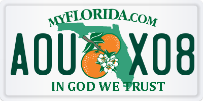 FL license plate AOUX08