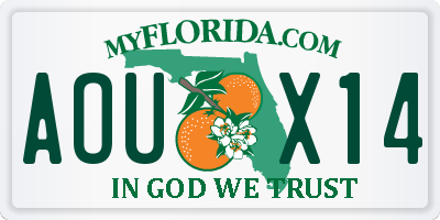 FL license plate AOUX14