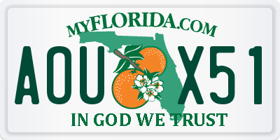FL license plate AOUX51
