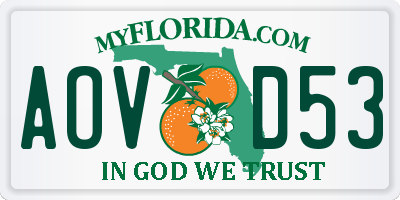 FL license plate AOVD53